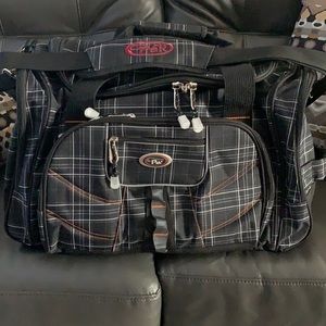 California PAK overnight bag, excellent. It is 20” by 12” great for traveling!